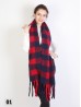 Plush Speckled Checker Scarf W/ Long Fringe